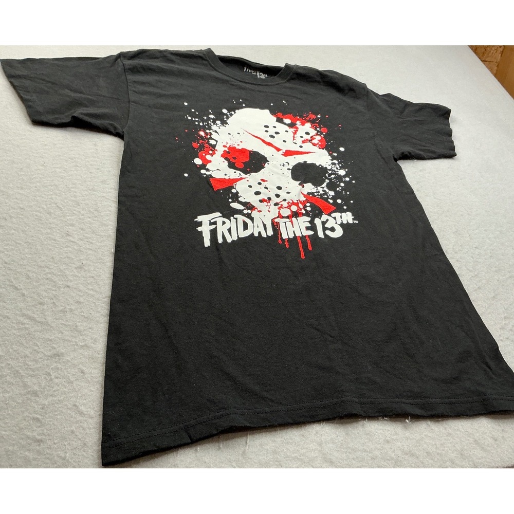 Friday the 13th Jason Voorhees Mask Graphic T-Shirt Black Size M Horror Movie